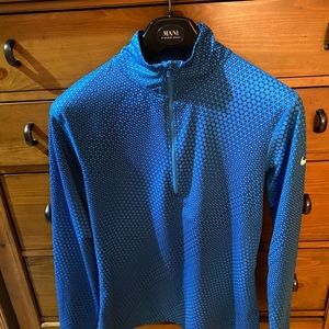 Beautiful NIKE DRIFIT 1/4 zip blue geometric SZ XL